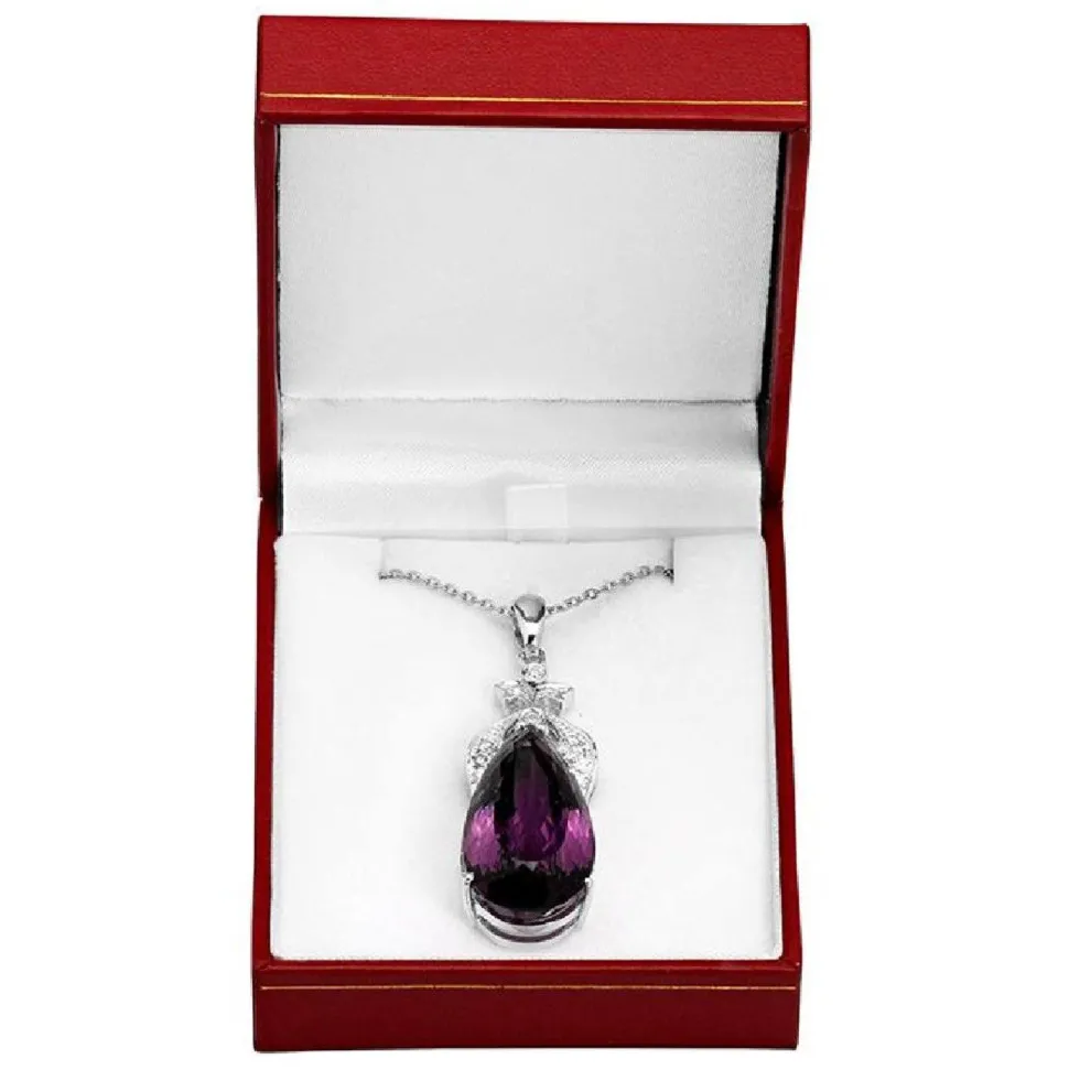 Amethyst and .57ct Diamond Pendant in 14K White Gold