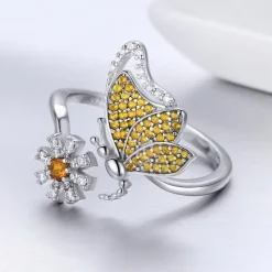 Butterfly Jewelry in Platinum Plated Sterling Silver, Yellow