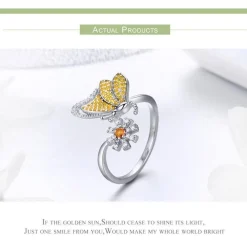 Butterfly Jewelry in Platinum Plated Sterling Silver, Yellow