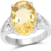 5ct Citrine and Diamond Statement Ring in Sterling Silver, Stunning!