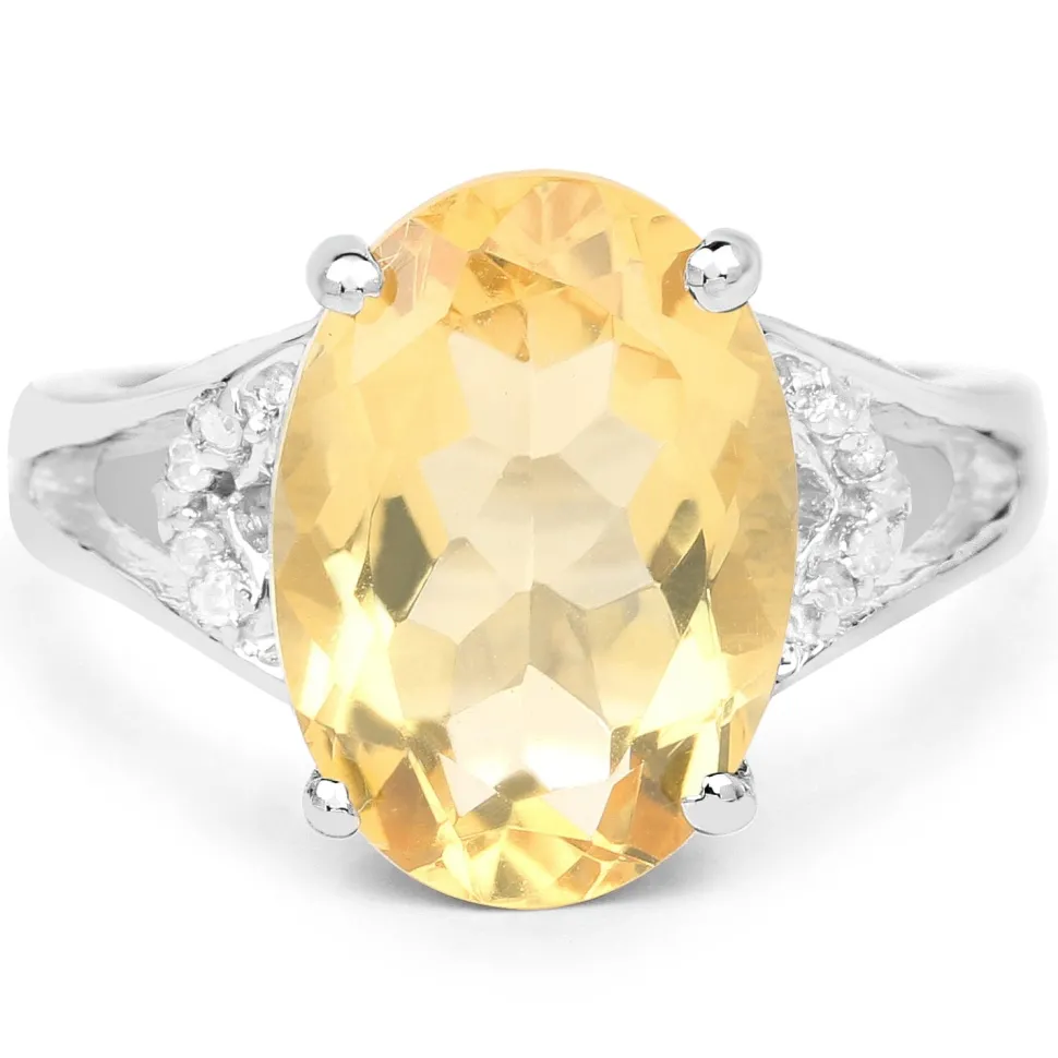 5ct Citrine and Diamond Statement Ring in Sterling Silver, Stunning!