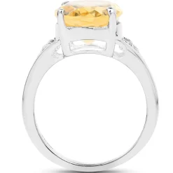 5ct Citrine and Diamond Statement Ring in Sterling Silver, Stunning!