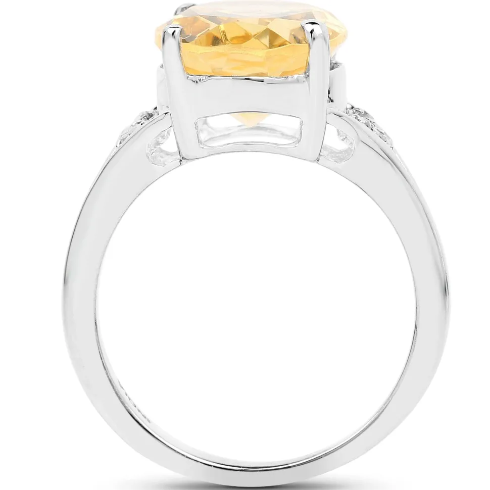 5ct Citrine and Diamond Statement Ring in Sterling Silver, Stunning!