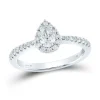 3/4 CTTW Pear with Halo Diamond Engagement Ring 14K White Gold Certified Bridal Ring
