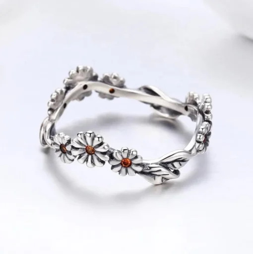 Daisy Freeform Rings Very Unique! Sterling Silver with Cubic Zirconia