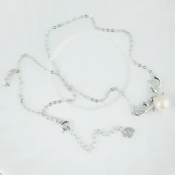 Deer Pearl Necklace and Earrings in 925 Sterling Silver
