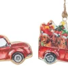 Doxie's in Pick-up Truck with Tree - Metal Ornaments