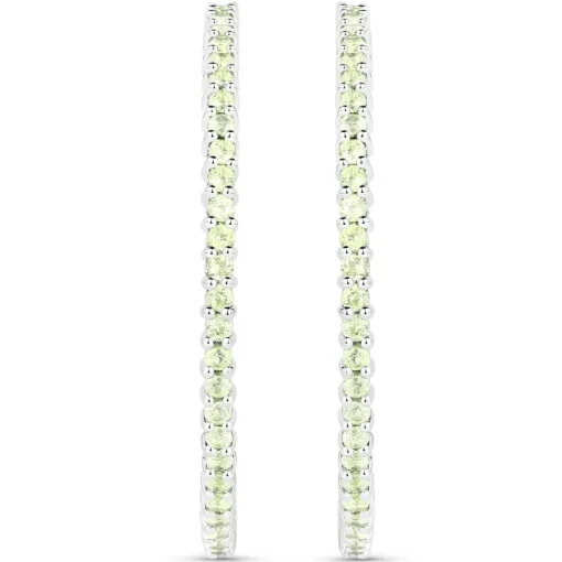 Gemstone Hoop Earrings: Peridot,Amethyst or Blue Topaz in 925 Sterling Silver
