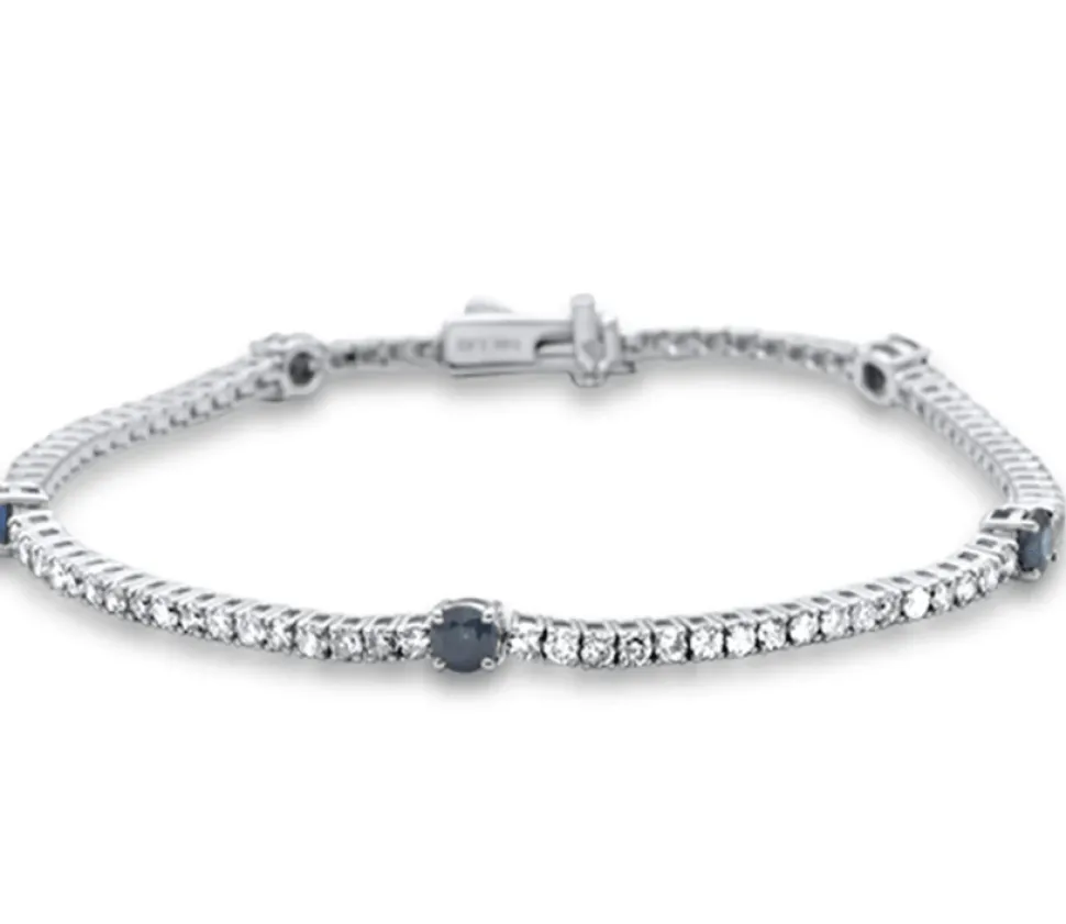 Genuine Diamond and Gemstone Tennis Bracelet-Sapphire, Emerald, Ruby