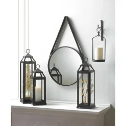 Hanging Mirror with Faux Leather Strap