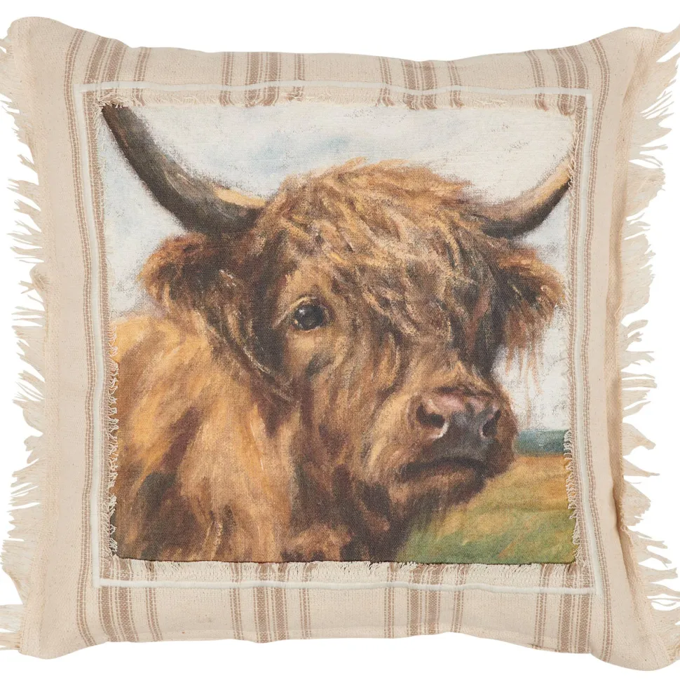 Highland Cow Pillow-Primitives by Kathy