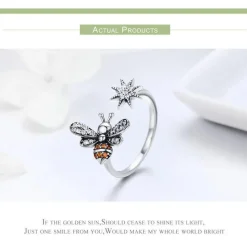 Honey Bee With a Star Jewelry SET : Ring, Necklace, Earrings