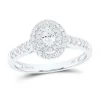 14K GOLD OVAL DIAMOND HALO BRIDAL ENGAGEMENT RING 1/2 CTW (CERTIFIED)