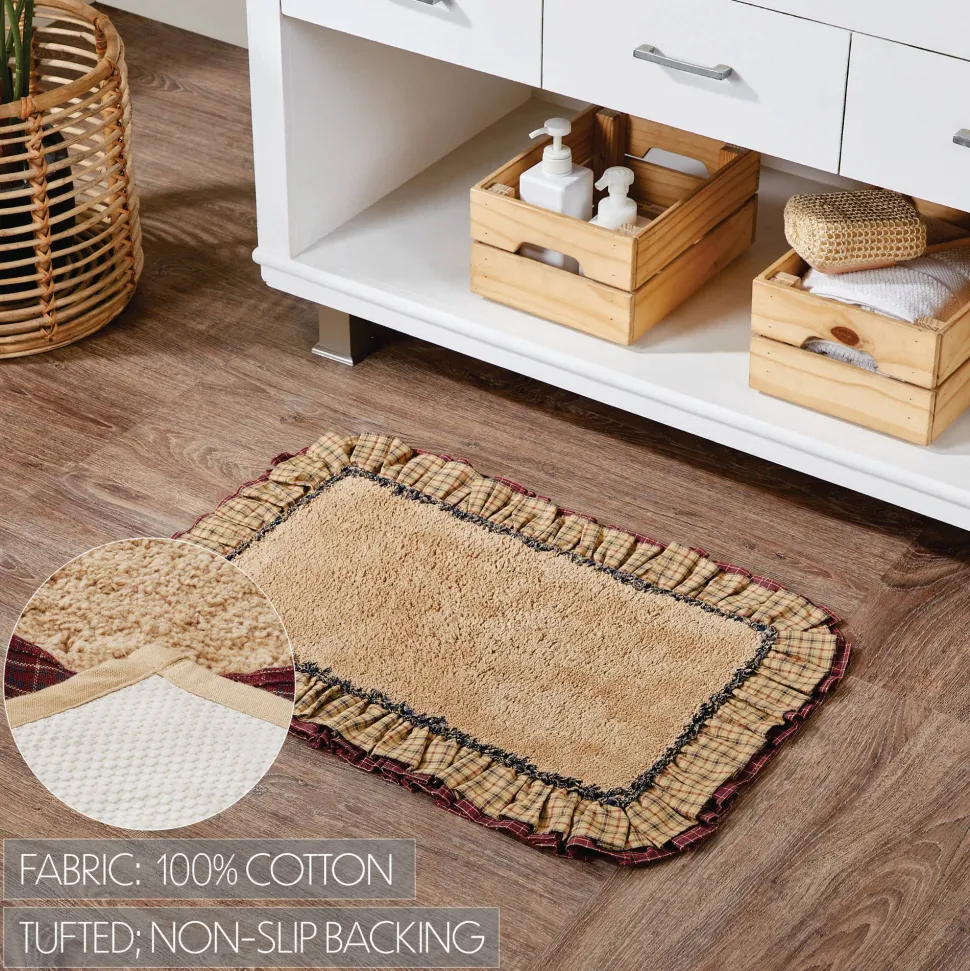 Millsboro Ruffled Country Bathmats Khaki & Navy