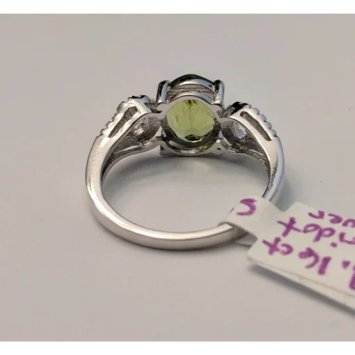 Peridot And Topaz in Platinum Plated Sterling Silver, Gorgeous Ring! Size 6.5