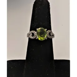 Peridot And Topaz in Platinum Plated Sterling Silver, Gorgeous Ring! Size 6.5