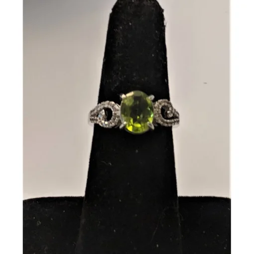 Peridot And Topaz in Platinum Plated Sterling Silver, Gorgeous Ring! Size 6.5