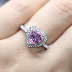 Pink CZ Heart Ring size 6 925 Sterling Silver