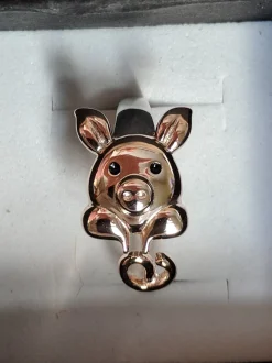 Rose Gold Plated Sterling Silver Piggy Ring and Post Earrings