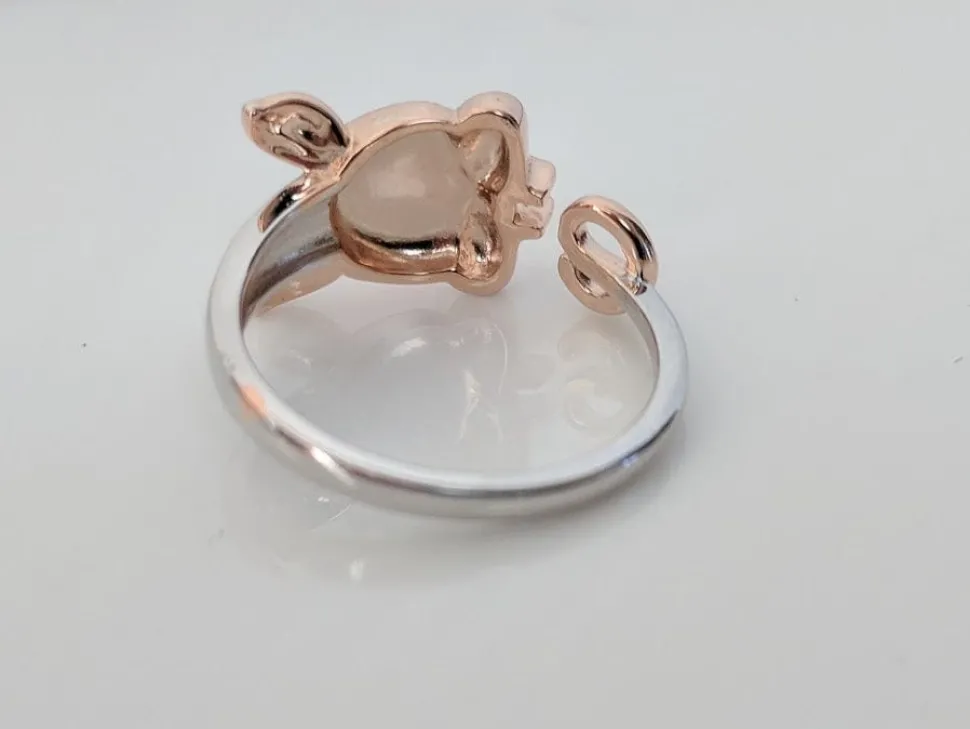 Rose Gold Plated Sterling Silver Piggy Ring and Post Earrings