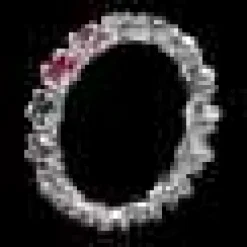 Sapphire and Diamond Eternity Band in 18K White Gold-Flower Motif