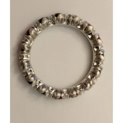 Sapphire and Diamond Eternity Band in 18K White Gold-Flower Motif