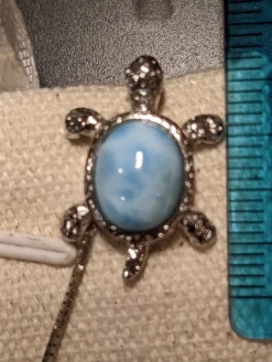 Turtle Jewelry SET in 925 Sterling Silver Natural Larimar