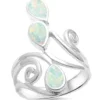 White Opal Wrap Around Spiral .925 Sterling Silver Ring
