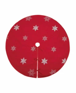 Xia Home Fashions Glisten Snowflake Embroidered Christmas Tree Skirt, 56" Round