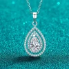 1 Carat Moissanite Teardrop Pendant Necklace Sterling SIlver