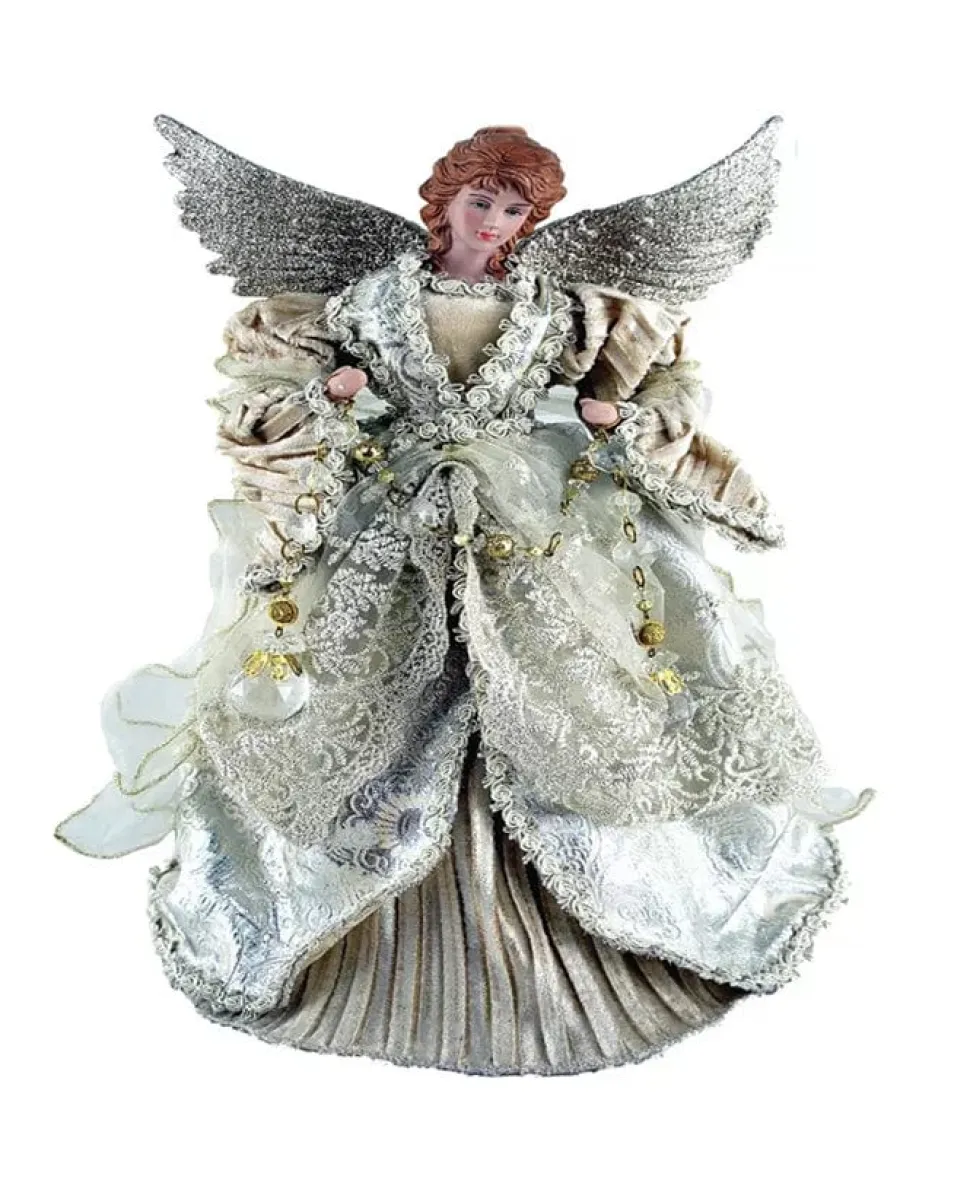 16" Gilded Angel Tree Topper Hand painted Hand crafted