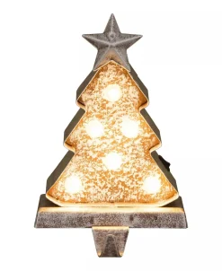 7.50" H Marquee LED Wooden Christmas Tree Stocking Holder