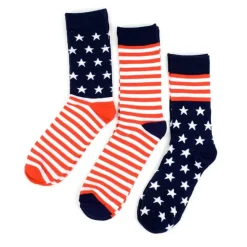 3 Pr Pack Men's American Flag Novelty Socks*
