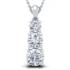 3 Stone Graduated Moissanite Sterling Silver Necklace