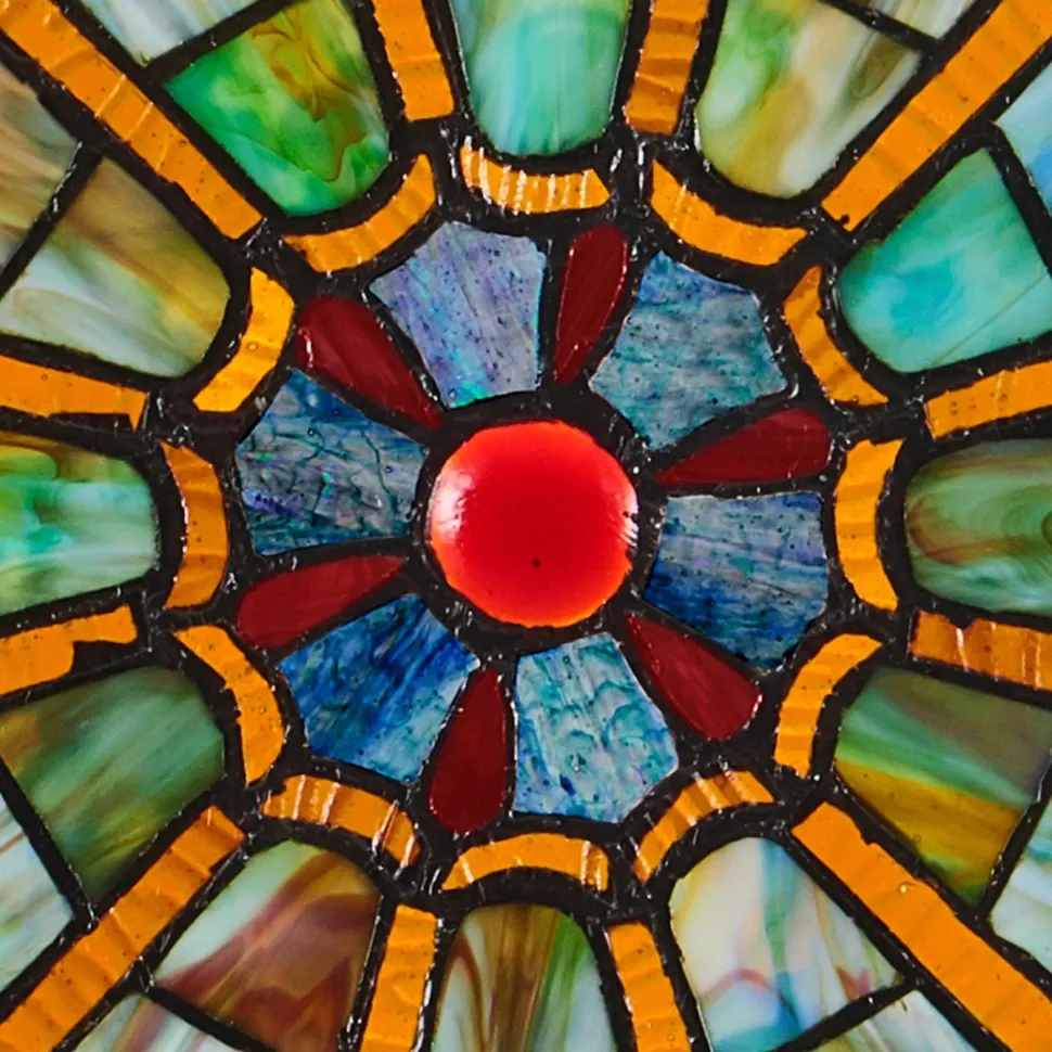 Adeline Blue Webbed Heart Stained Glass Window Panel 22"H