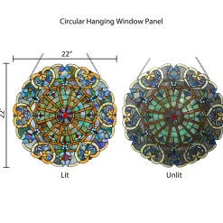 Adeline Blue Webbed Heart Stained Glass Window Panel 22