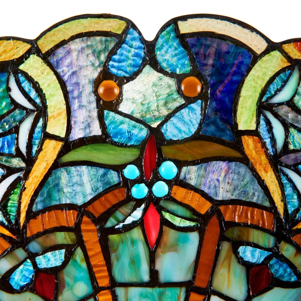 Adeline Blue Webbed Heart Stained Glass Window Panel 22"H