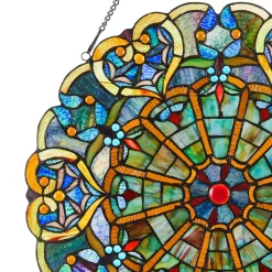 Adeline Blue Webbed Heart Stained Glass Window Panel 22