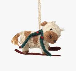 Adorable Cow Handmade Knit Ornaments from Peru Skiing Cow or Holstein