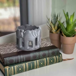 African Circle of Elephants Soapstone Sculpture, 3 to 3.5-inch - Dark Stone *