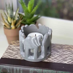 African Circle of Elephants Soapstone Sculpture, 3 to 3.5-inch - Dark Stone *