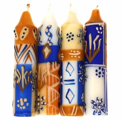 African Handmade Candles Blue Orange- Gift box of 2, 3 or 4 Short - Durra Design - Nobunto *