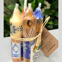 African Handmade Candles Blue Orange- Gift box of 2, 3 or 4 Short - Durra Design - Nobunto *