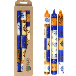 African Handmade Candles Blue Orange- Gift box of 2, 3 or 4 Short - Durra Design - Nobunto *