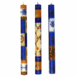 African Handmade Candles Blue Orange- Gift box of 2, 3 or 4 Short - Durra Design - Nobunto *