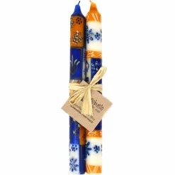 African Handmade Candles Blue Orange- Gift box of 2, 3 or 4 Short - Durra Design - Nobunto *