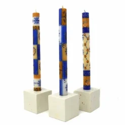 African Handmade Candles Blue Orange- Gift box of 2, 3 or 4 Short - Durra Design - Nobunto *