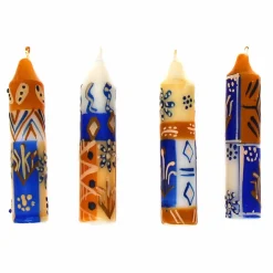 African Handmade Candles Blue Orange- Gift box of 2, 3 or 4 Short - Durra Design - Nobunto *