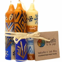 African Handmade Candles Blue Orange- Gift box of 2, 3 or 4 Short - Durra Design - Nobunto *