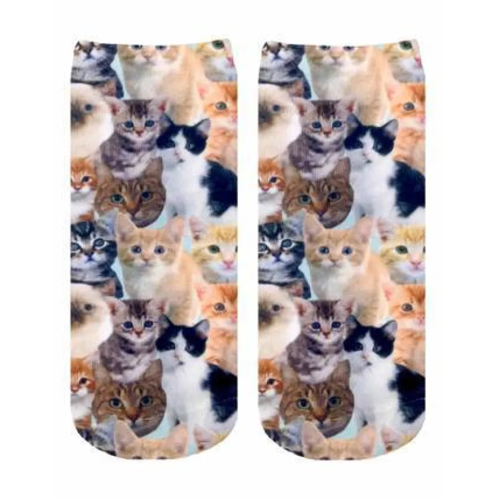 All Over Adorable Cats Ankle or Crew Socks Unisex